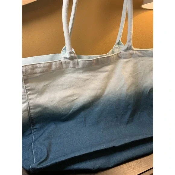 Athleta Tote Bag Gym‎ Blue Ombre Large Canvas Shopping Bag 18x13 Travel Open - Picture 4 of 12